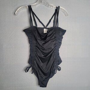 California Waves Ribbed Cross Back Side Lace One Piece Size XLarge New w Tags